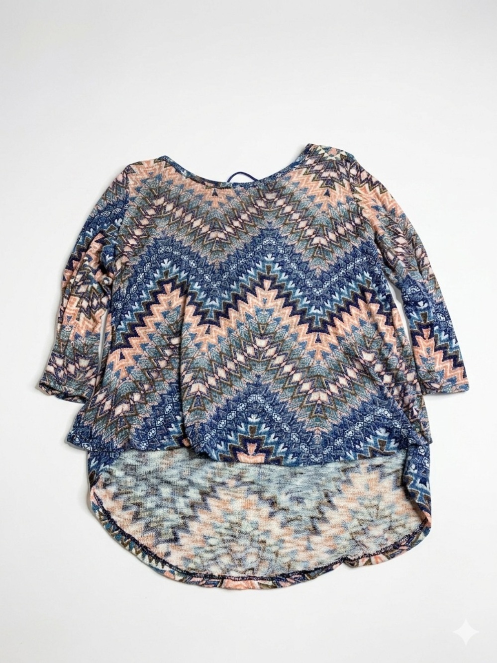 Streetwear Society Boho Aztec Chevron High-Low Knit Top - Size M